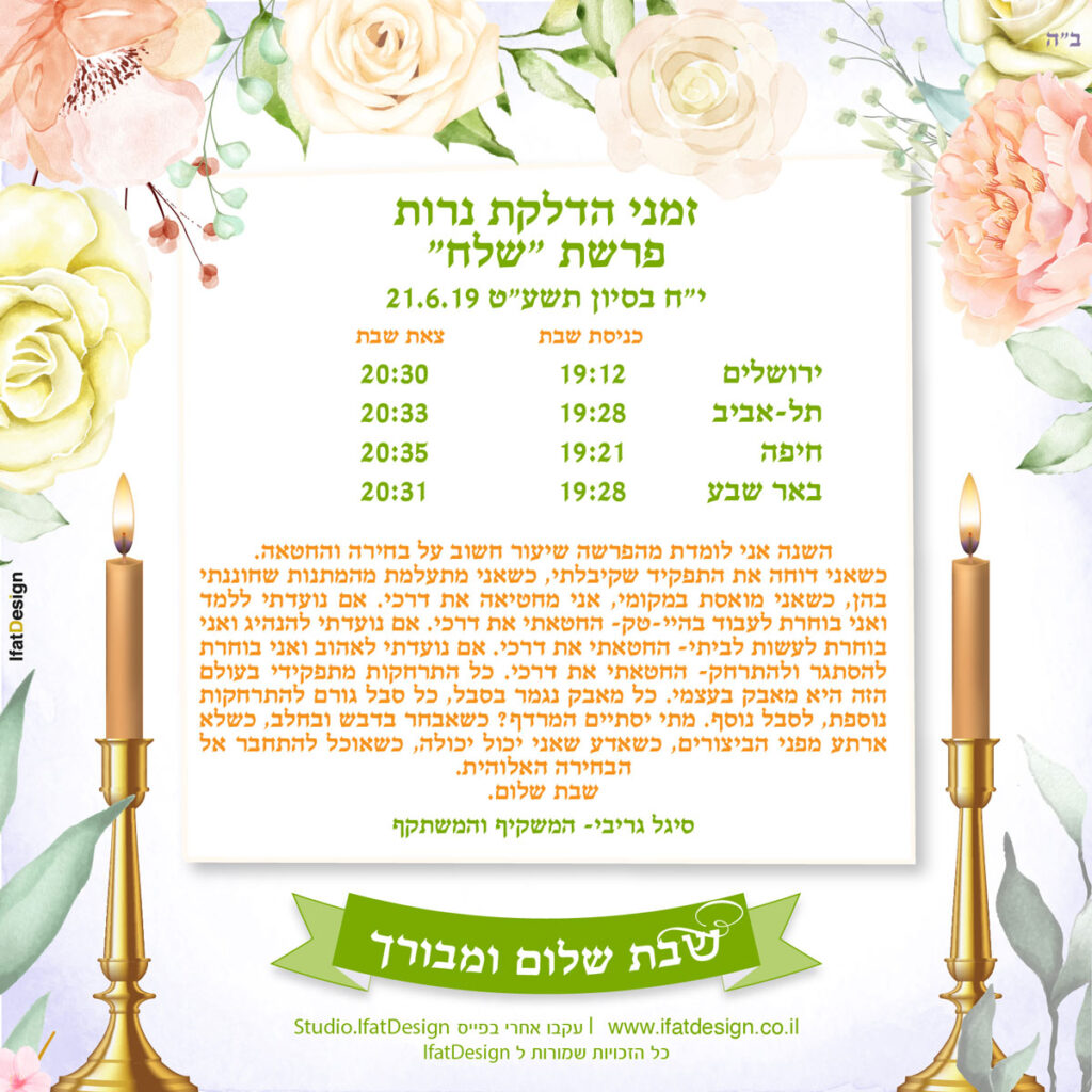 תובנה מוארת - פרשת שלח - סיגל גריבי