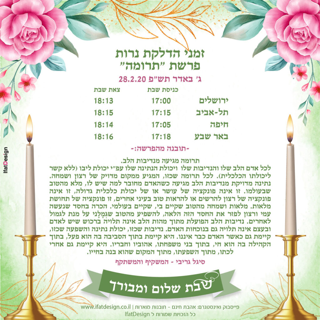 תובנה מוארת - פרשת תרומה