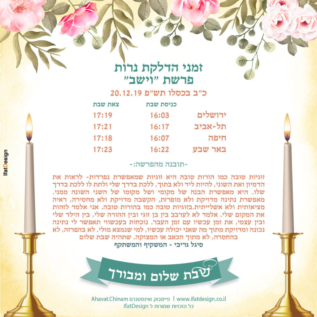 תובנה מוארת - פרשת וישב