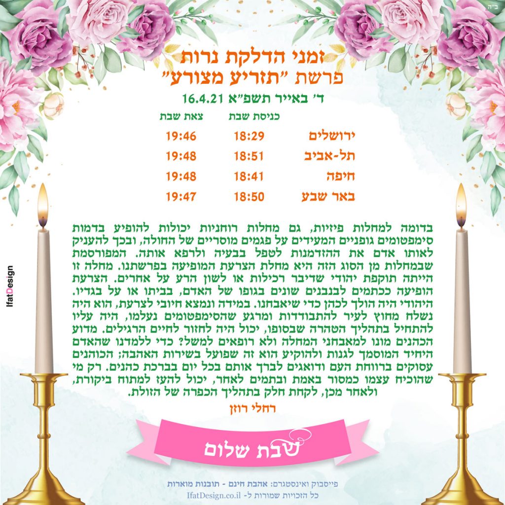 תזריע מצורע תשפא