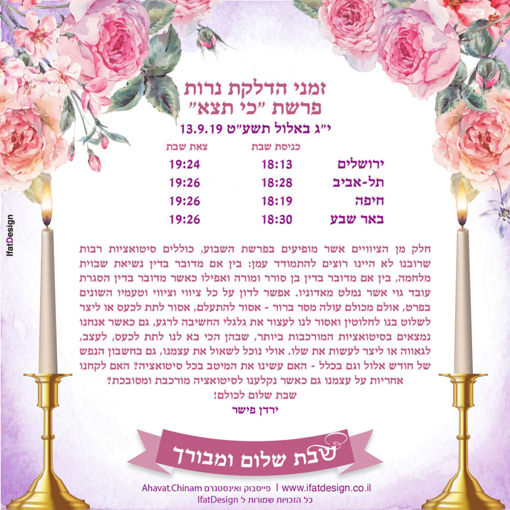 תובנה מוארת - פרשת כי תצא - ירדן פישר