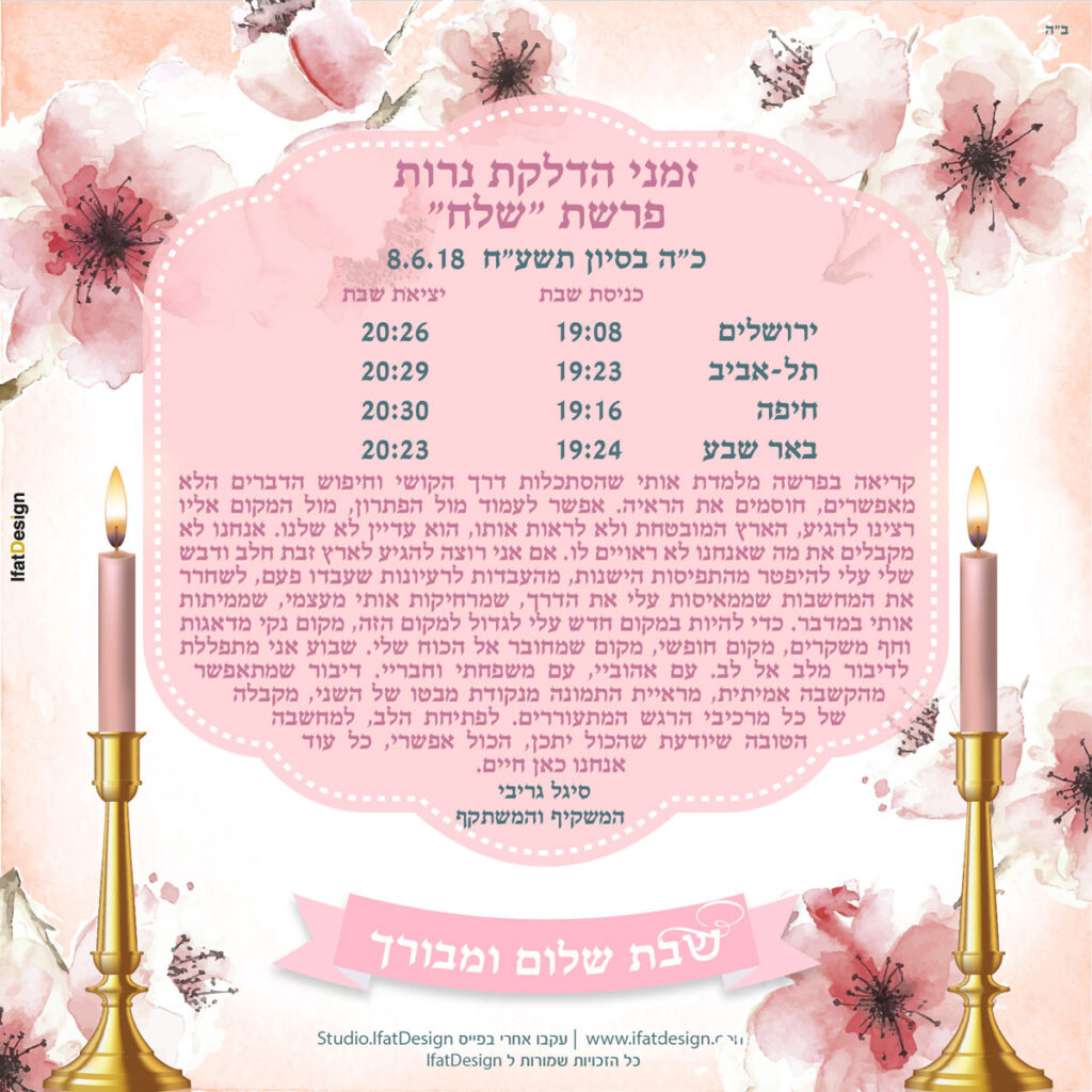 תובנה מוארת - פרשת שלח