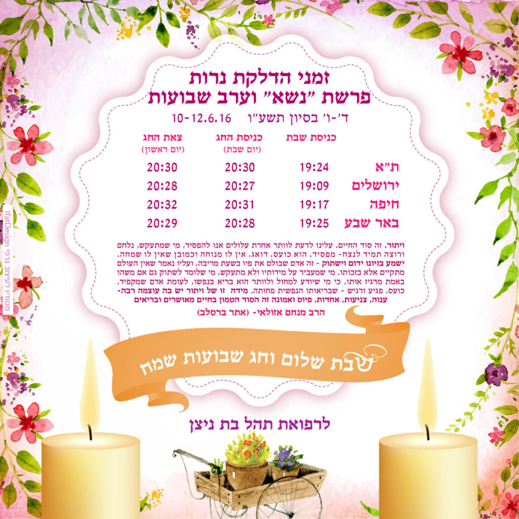 תובנה מוארת - ערב שבועות - פרשת נשא