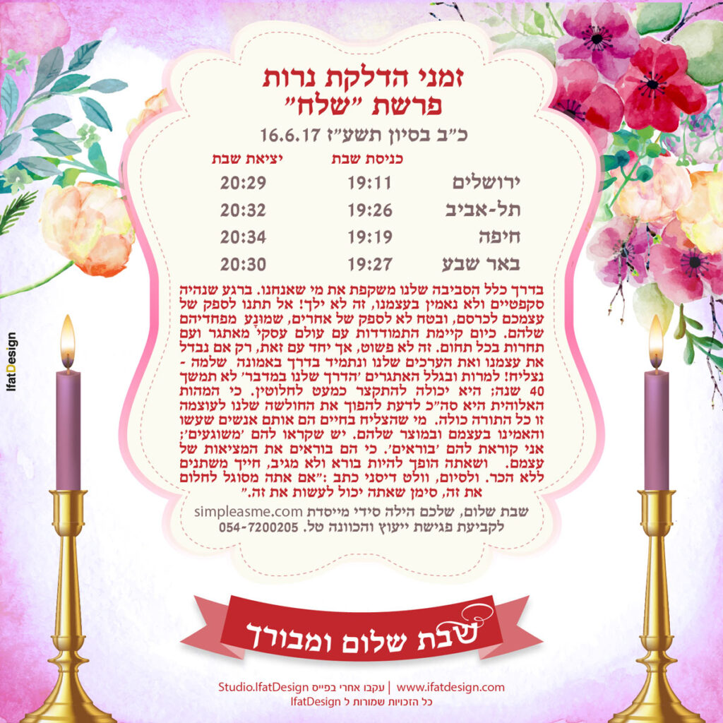 תובנה מוארת - פרשת שלח