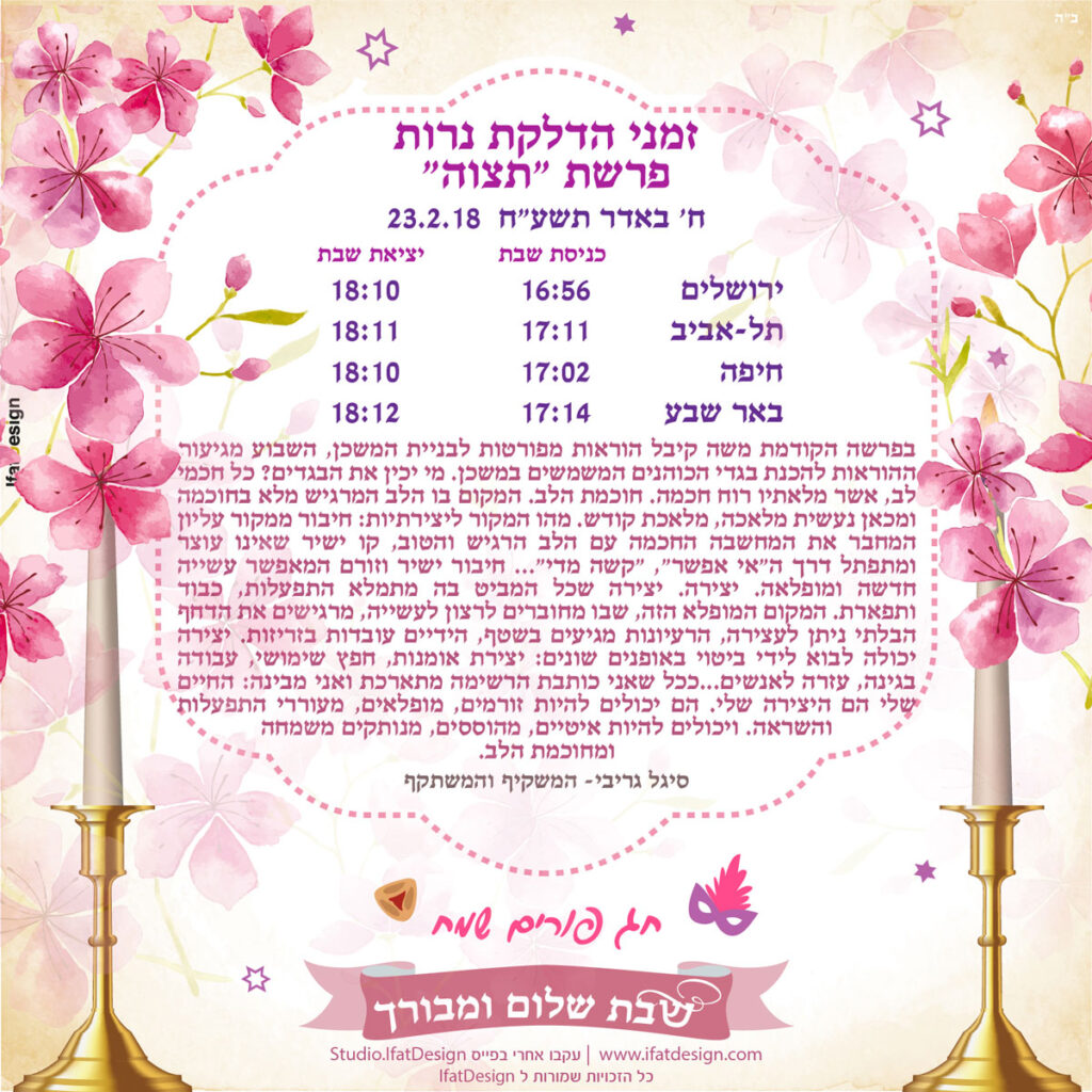 תובנה מוארת - פרשת תצוה