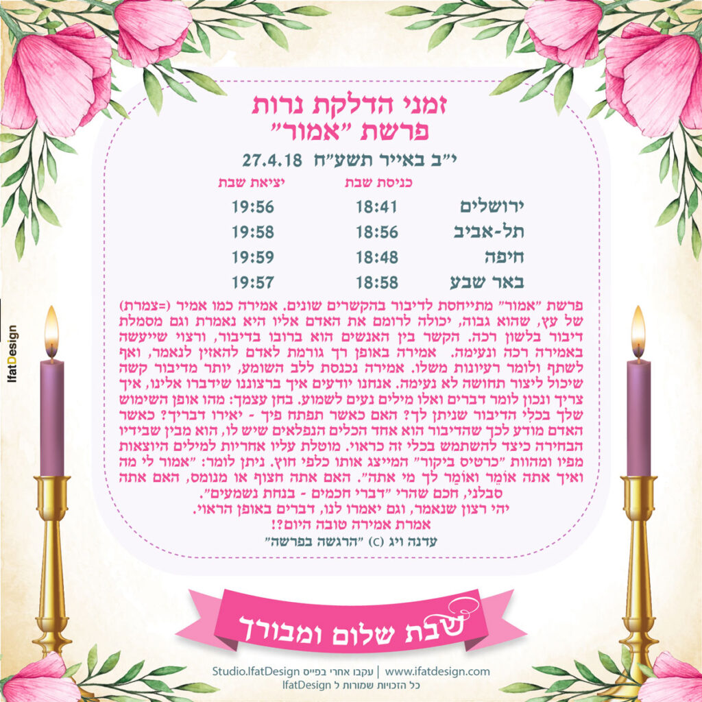 תובנה מוארת - פרשת אמור