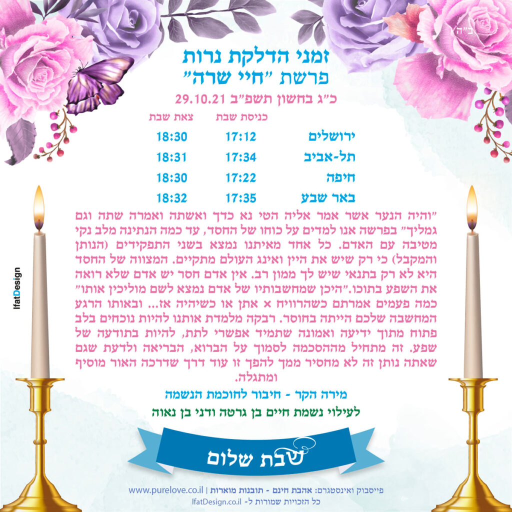 תובנה מוארת - פרשת חיי שרה