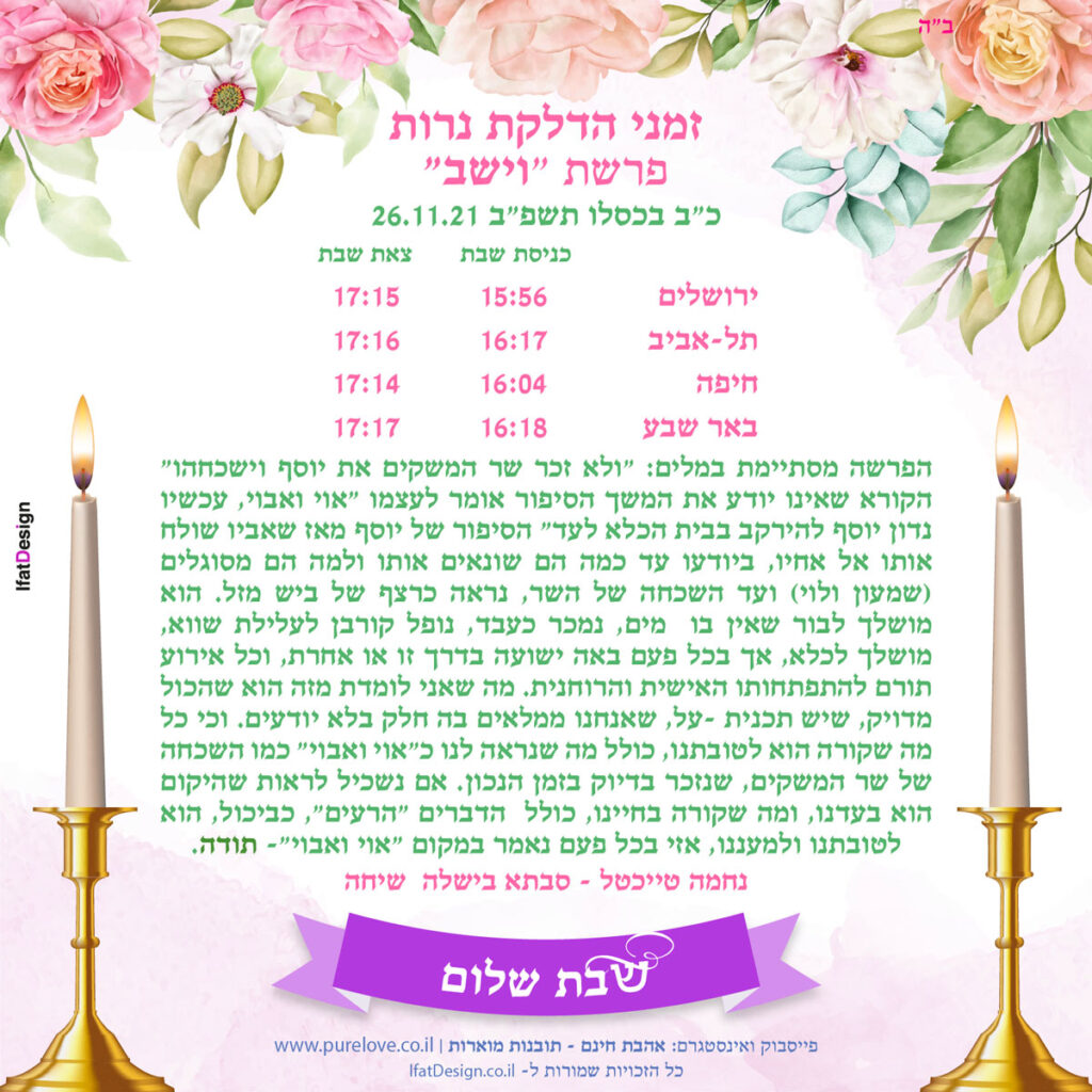 תובנה מוארת - פרשת וישב