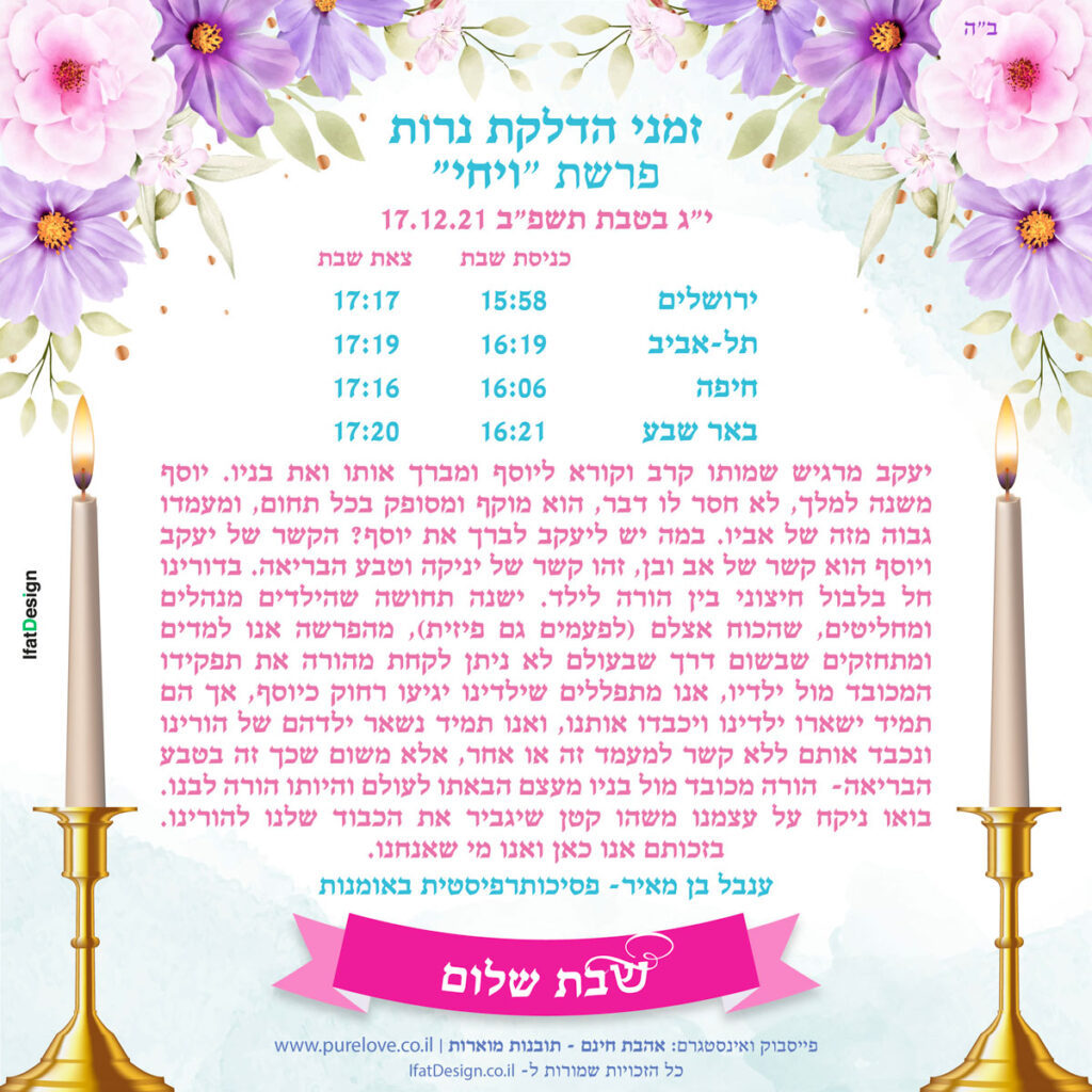 תובנה מוארת - פרשת ויחי