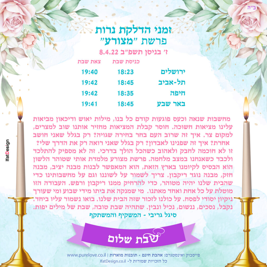 תובנה מוארת - פרשת מצורע