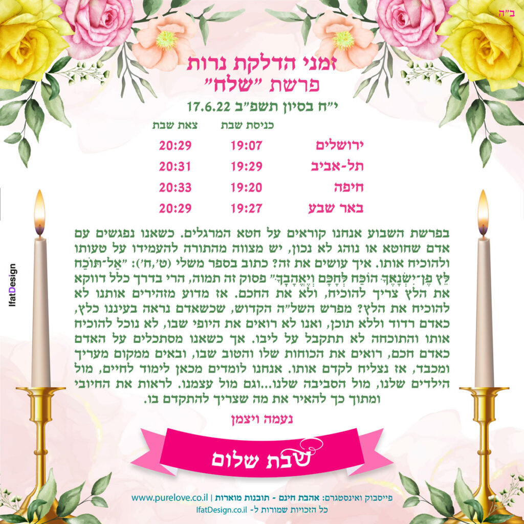 תובנה מוארת - פרשת שלח - נעמה ויצמן