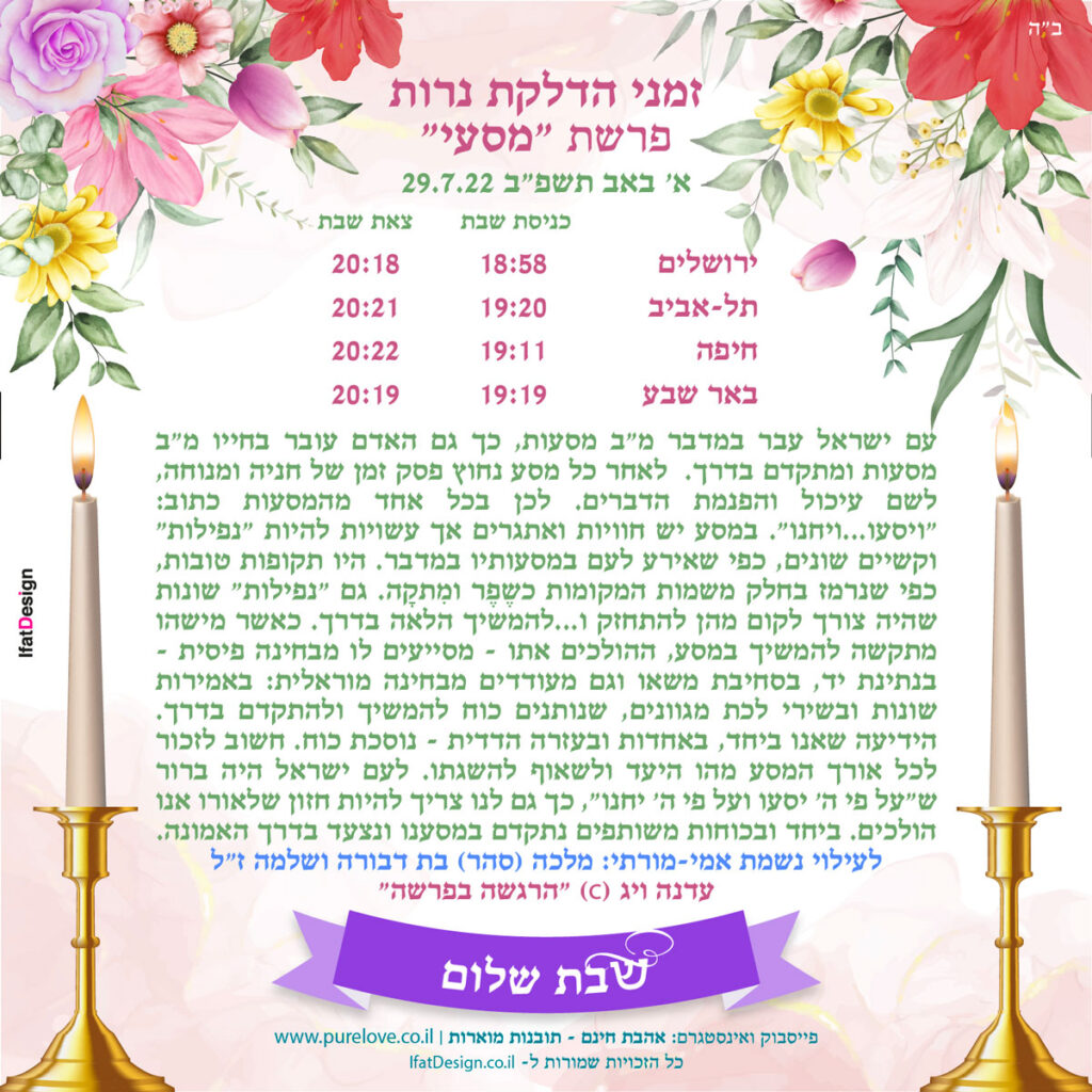 תובנה מוארת - פרשת מסעי - עדנה ויג