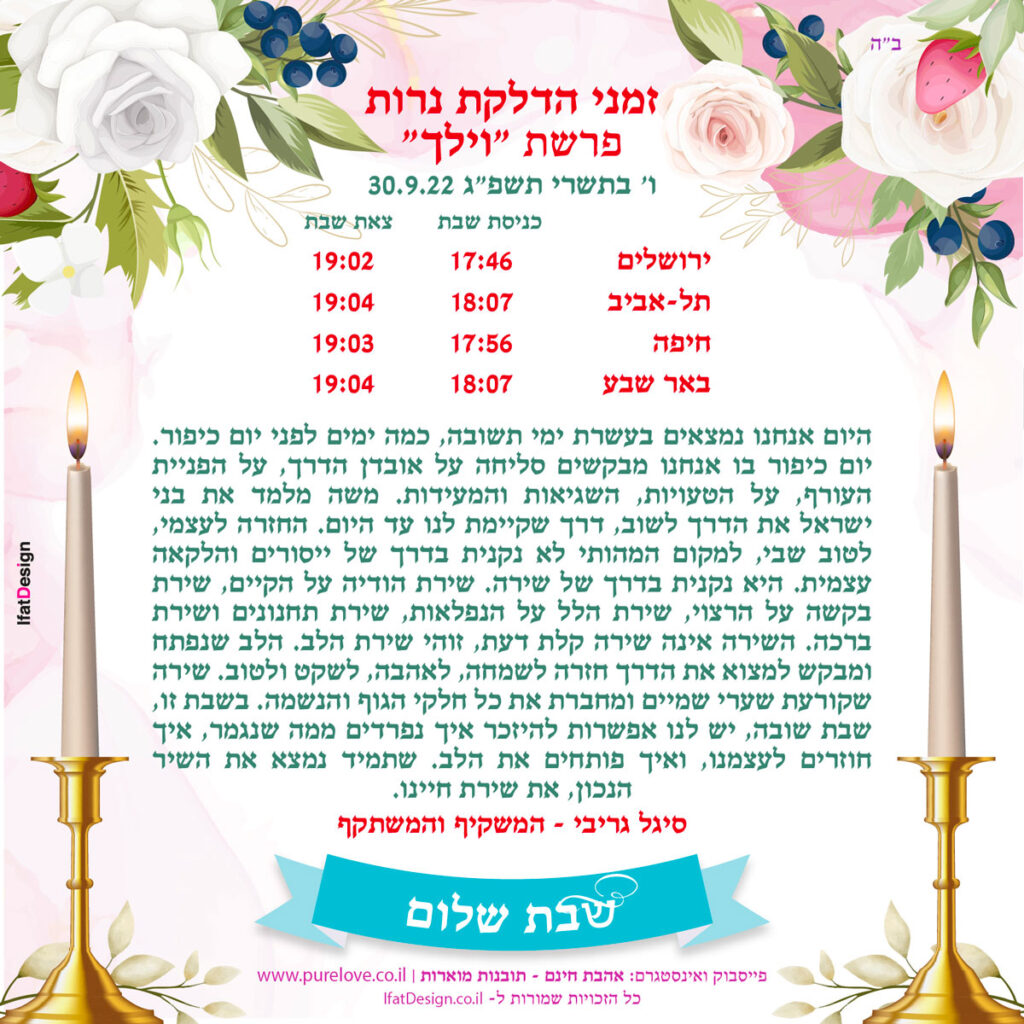 תובנה מוארת - פרשת וילך - סיגל גריבי