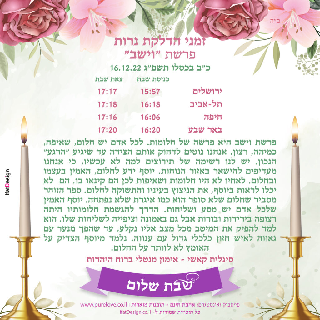 תובנה מוארת - פרשת וישב - סגלית קאשי