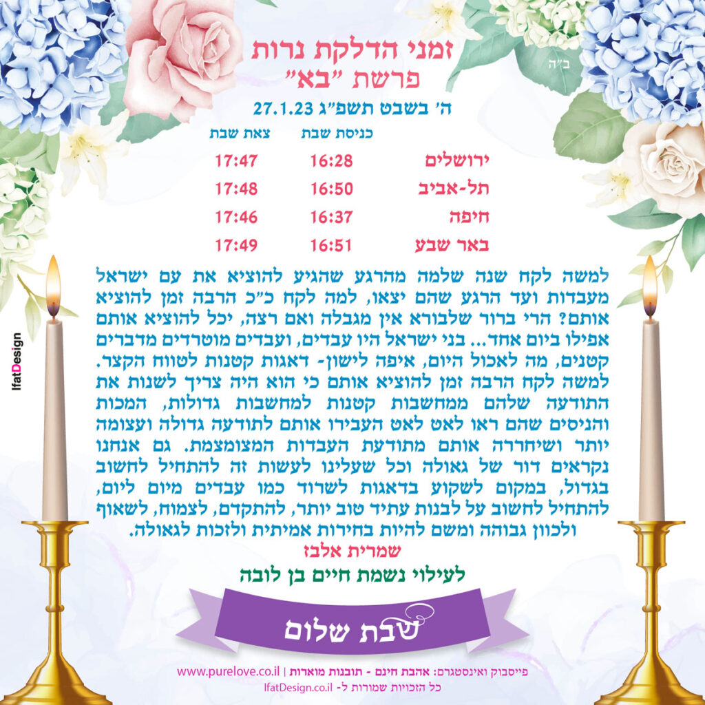 תובנה מוארת -פרשת בא - שמרית אלבז