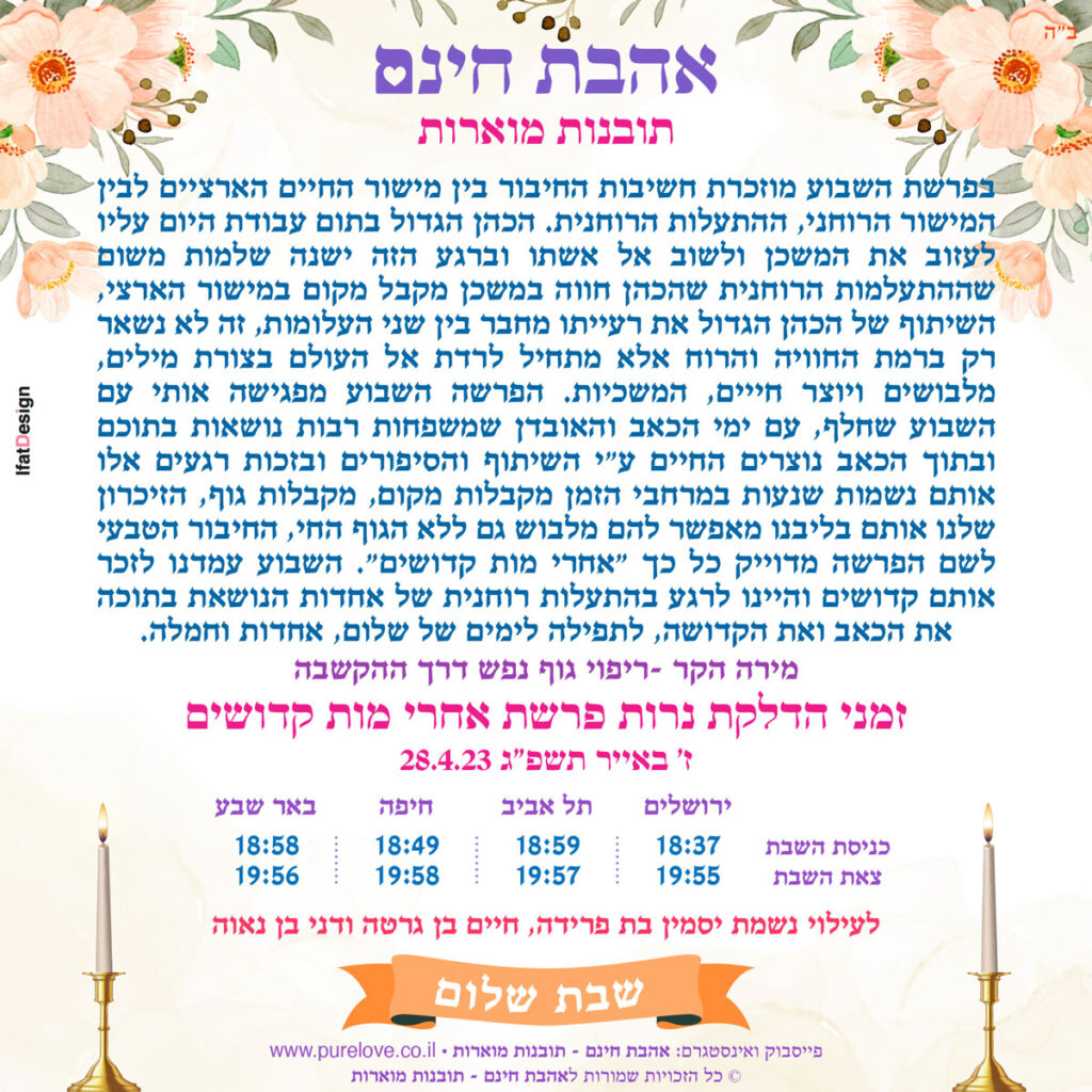 תובנה מוארת - אחרי מות קדושים - מירה הקר