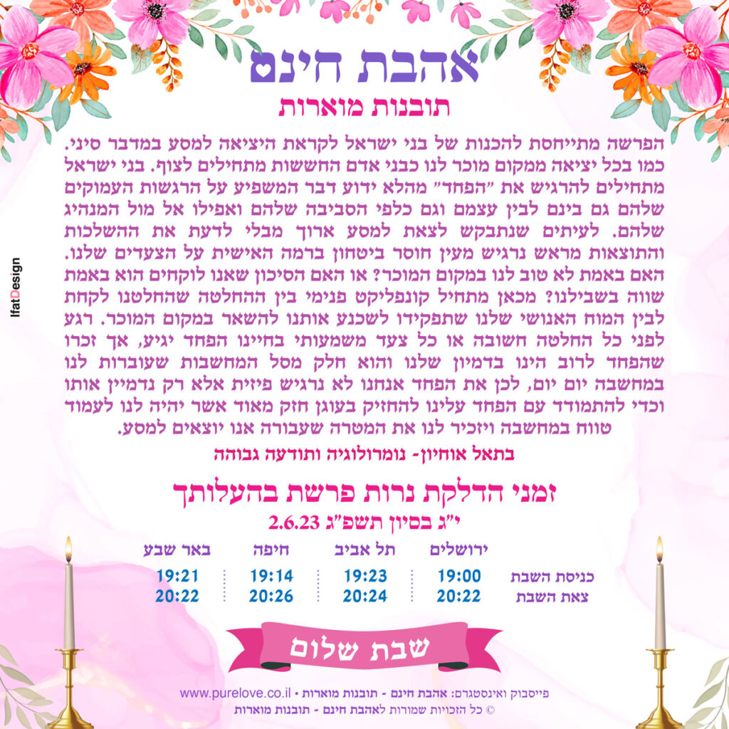 תובנה מוארת פרשת בהעלותך בתאל אוחיון