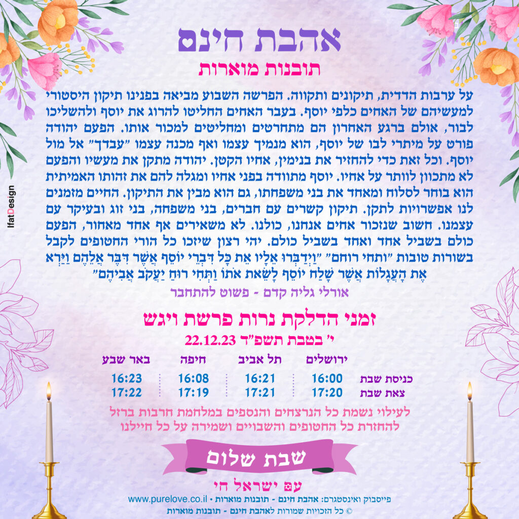 תובנה מוארת - פרשת ויגש - אורלי גליה קדם