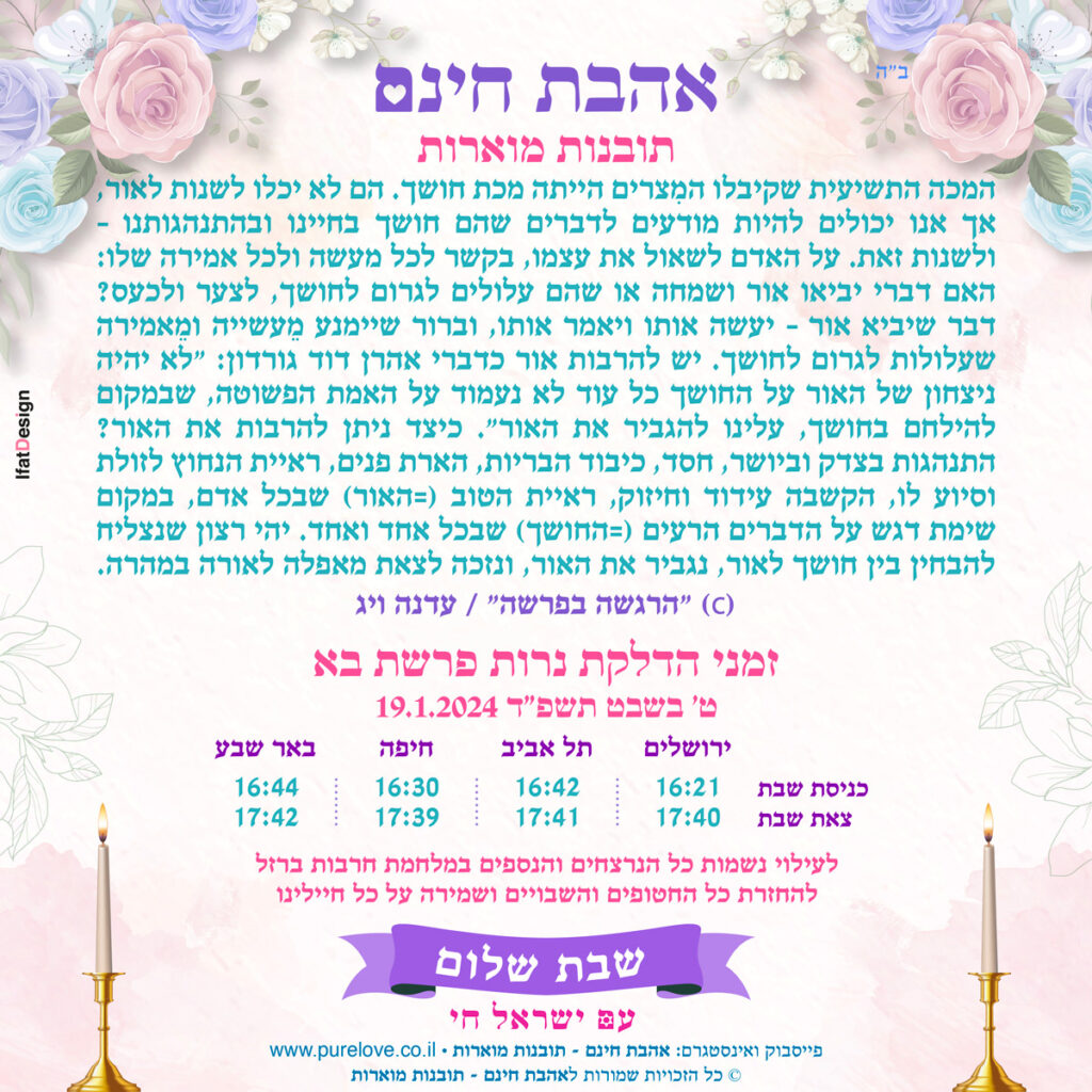 תובנה מוארת - פרשת בא - עדנה ויג