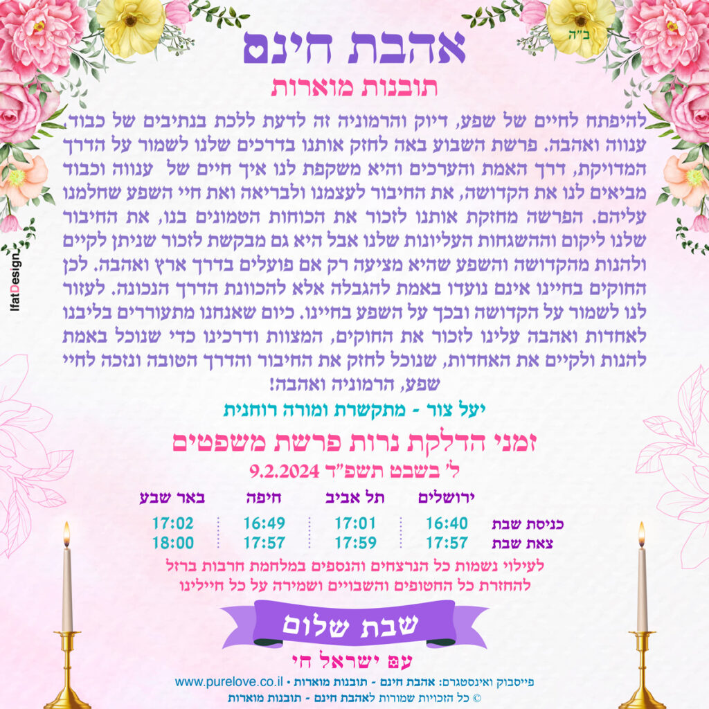 תובנה מוארת - פרשת משפטים -יעל צור