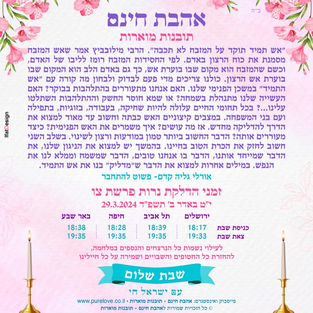 תובנה מוארת - פרשת צו