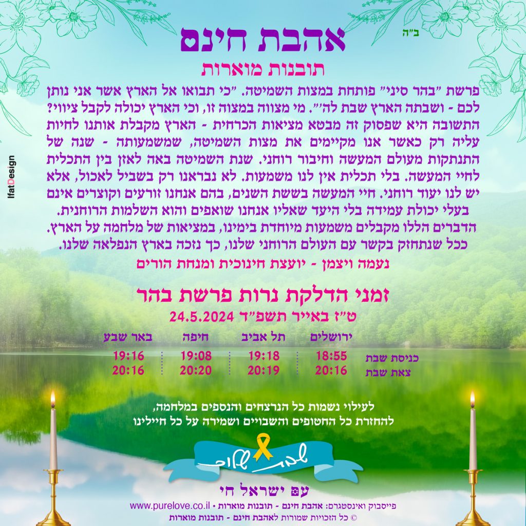 תובנה מוארת - פרשת בהר - נעמה ויצמן