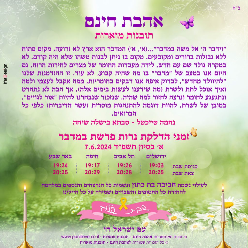 תובנה מוארת - פרשת במדבר - נחמה טייכטל
