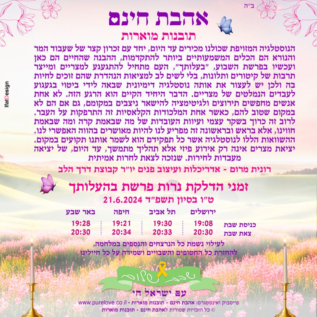 תובנה מוארת - פרשת בהעלותך - רונית מרום