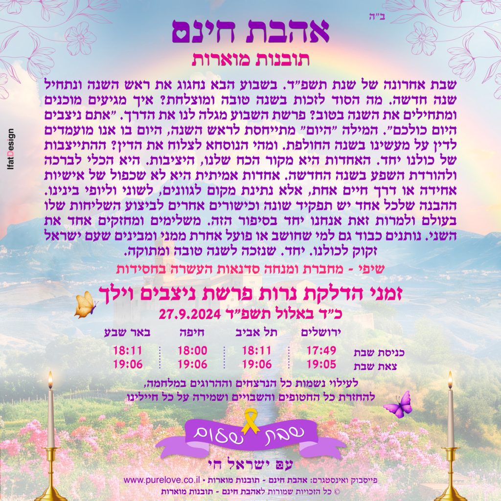 תובנה מוארת - פרשת ניצבים וילך - שיפי
