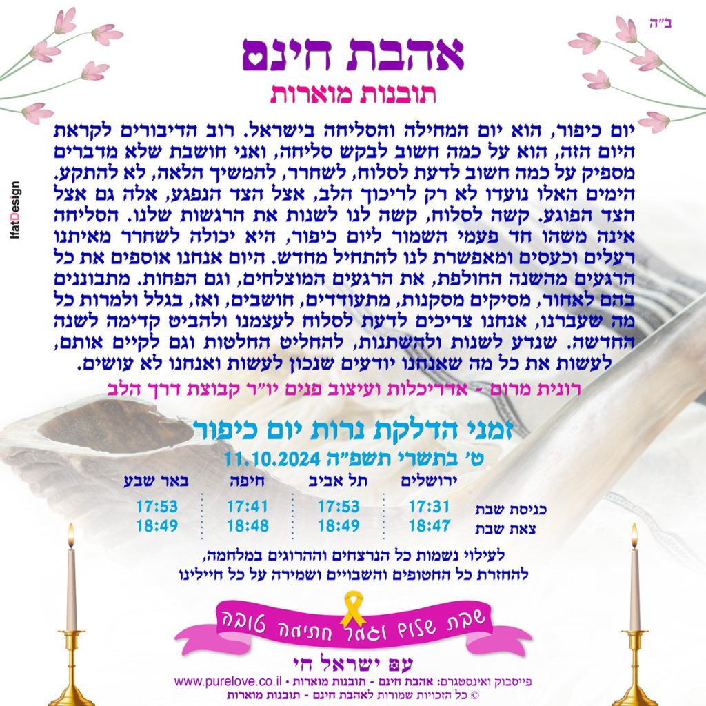 תובנה מוארת יום כיפור - רונית מרום