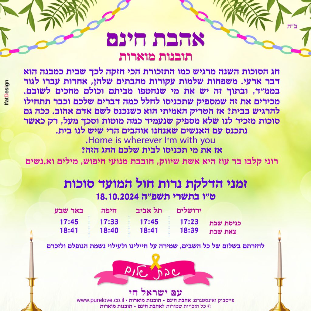 תובנה מוארת חול המועד סוכות