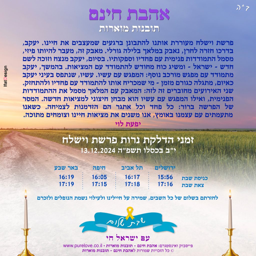 תובנה מוארת פרשת וישלח - יפעת לוי