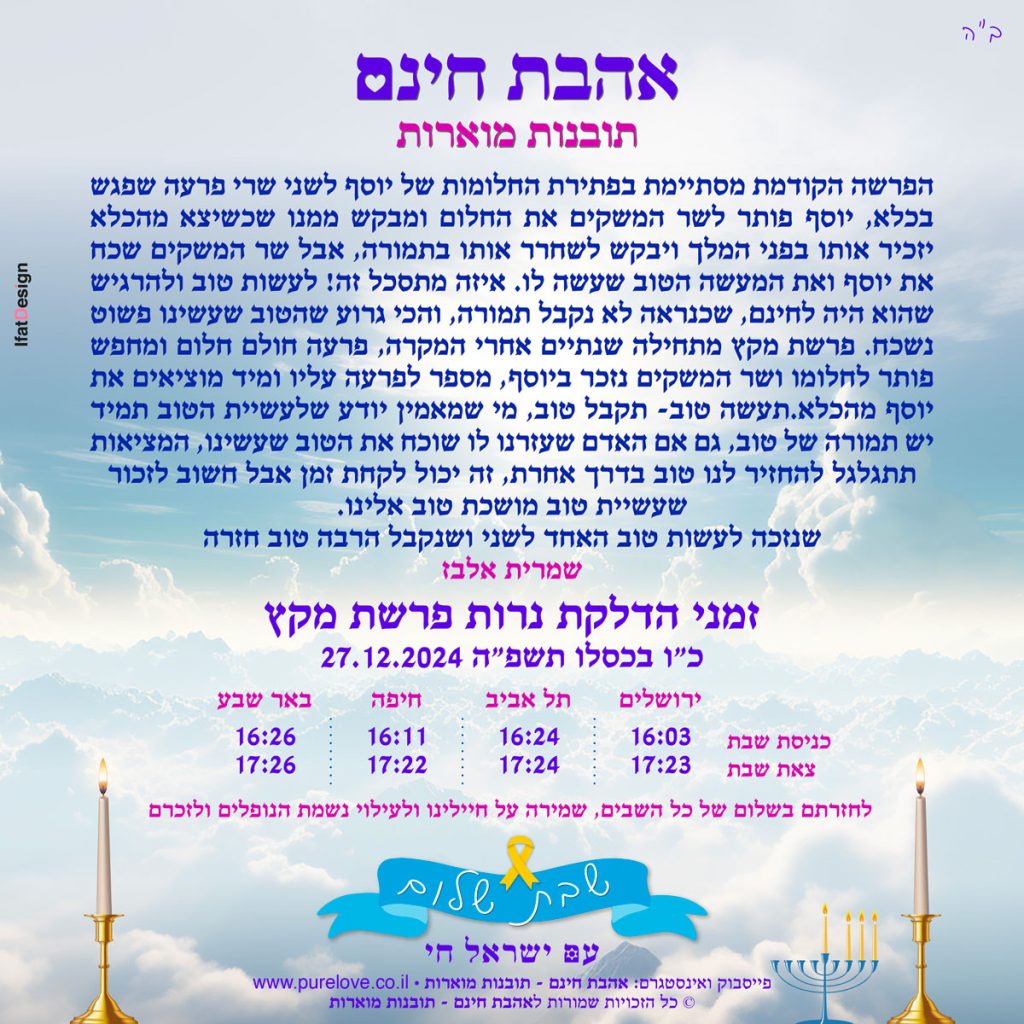 תובנה מוארת - פרשת מקץ - שמרית אלבז