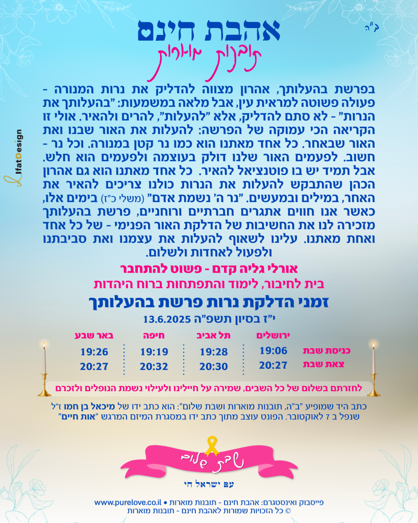 תובנה מוארת פרשה בהעלותך - אורלי גליה קדם