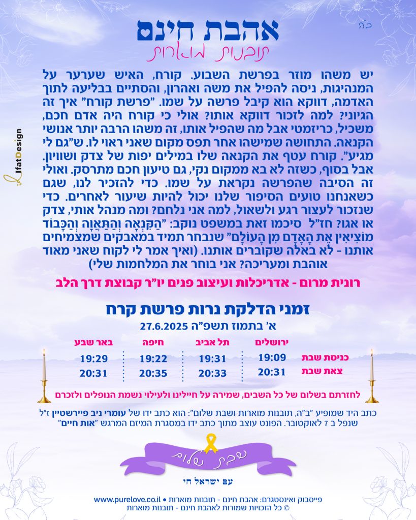תובנה מוארת - פרשת קורח - רונית מרום