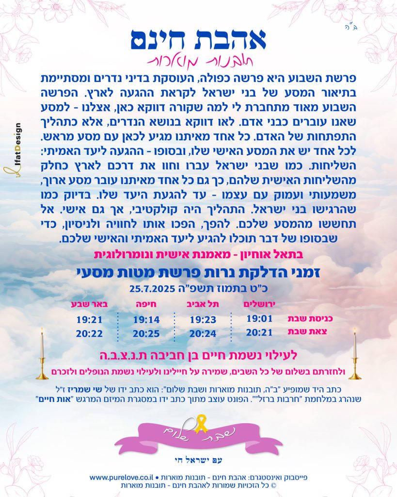 תובנה מוארת פרשת מטות מסעי - בתאל אוחיון