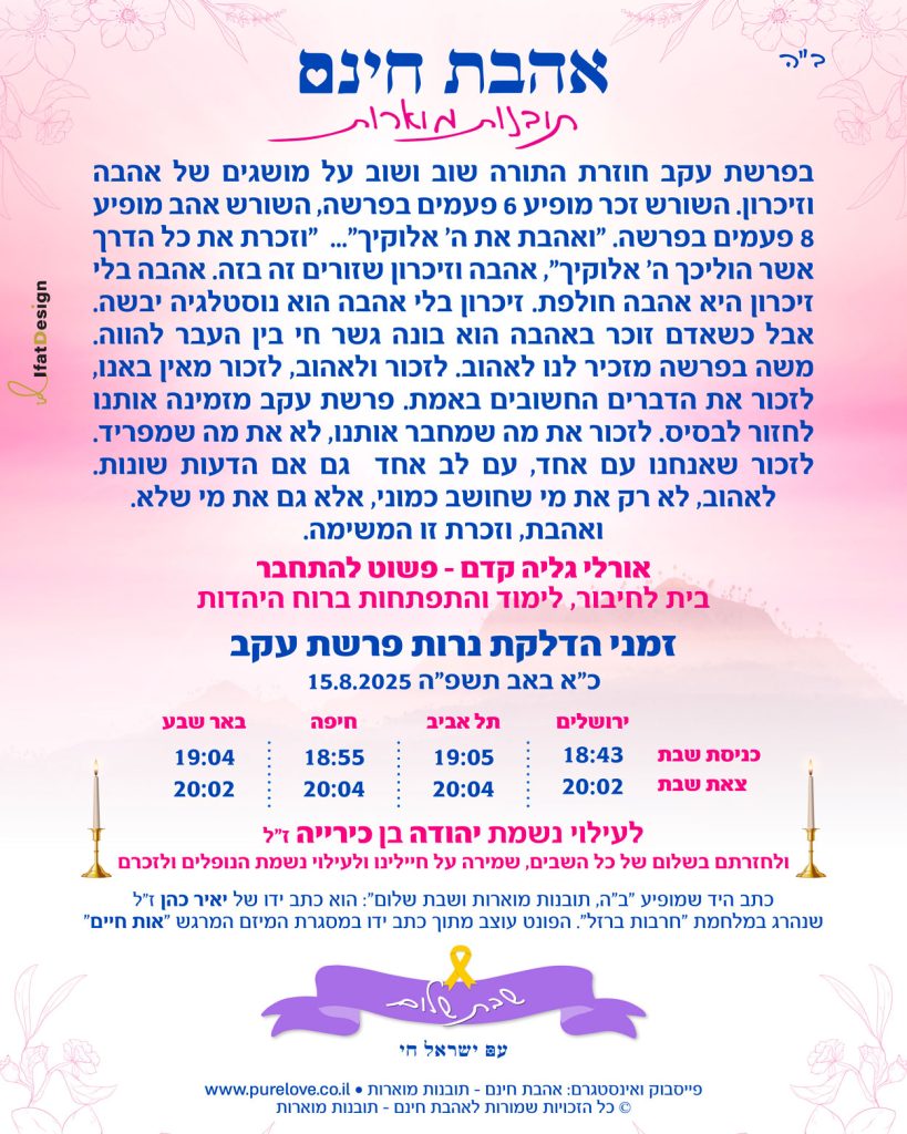 תובנה מוארת - פרשת עקב