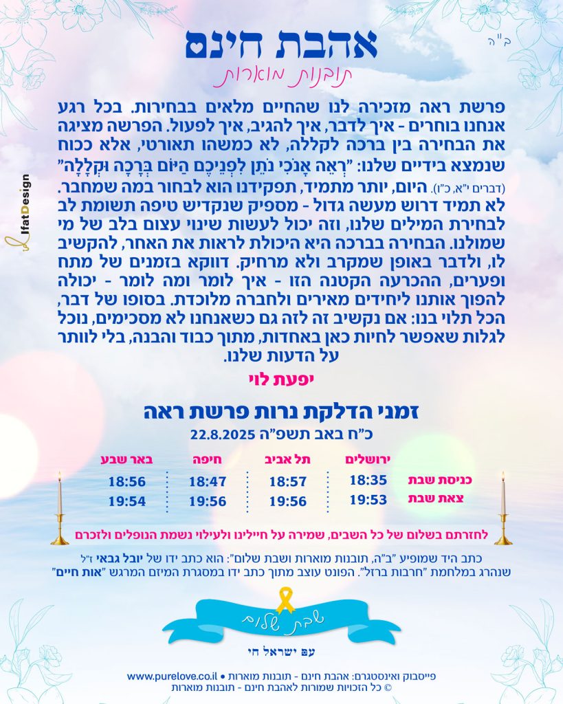 תובנה מוארת - פרשת ראה - יפעת לוי