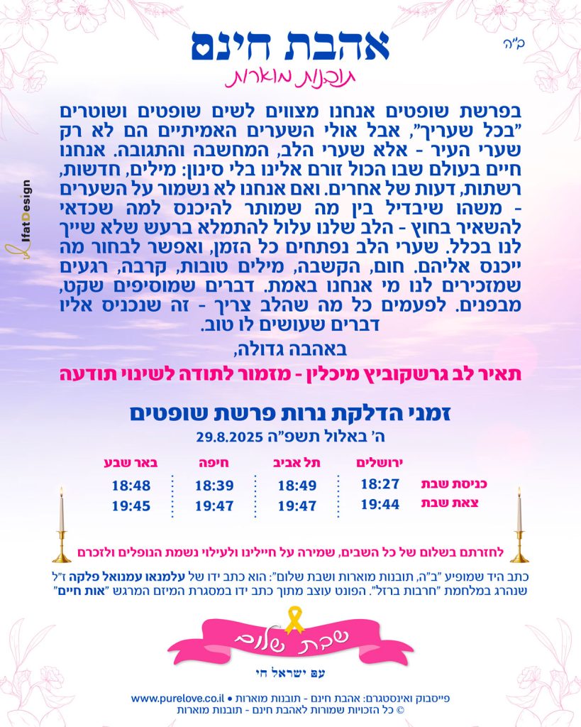 תובנה מוארת פרשת שופטים