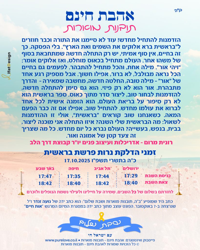 תובנה מוארת - פרשת בראשית - רונית מרום