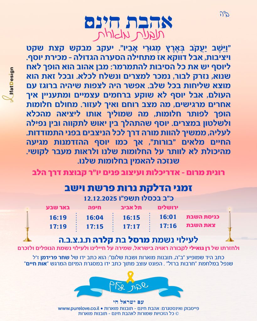 תובנה מוארת - פרשת וישב