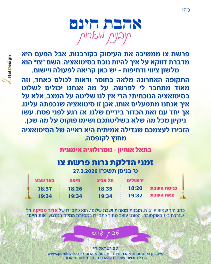 תובנה מוארת - פרשת צו