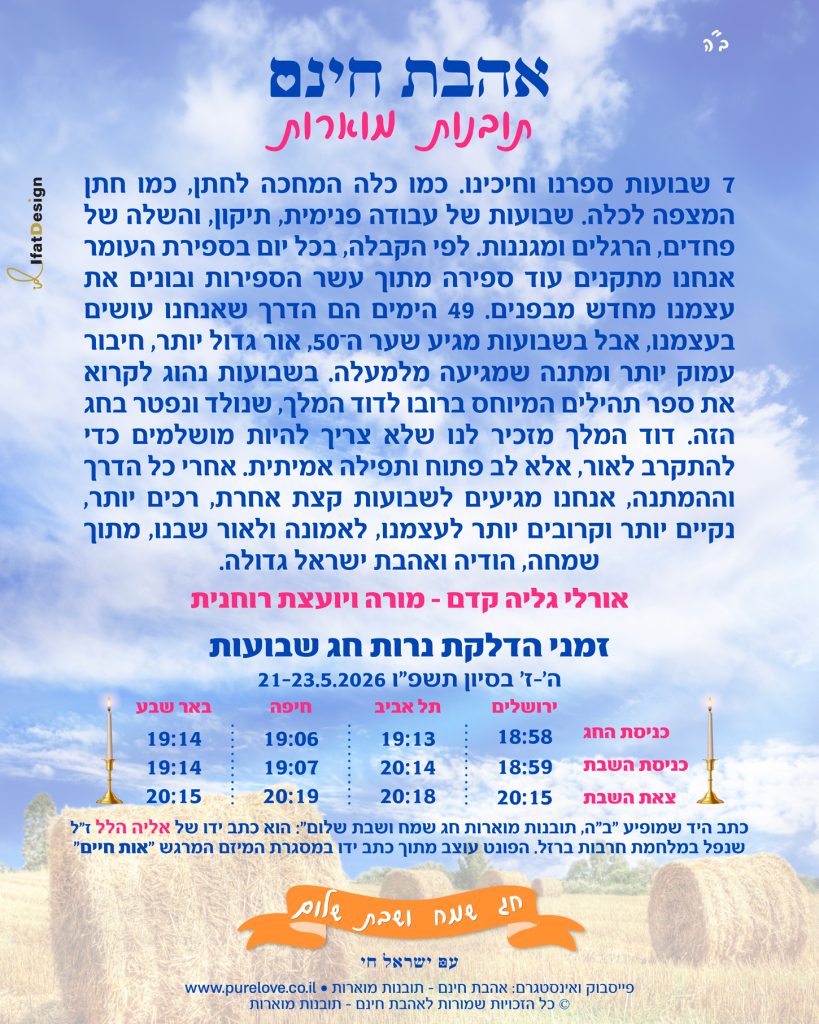 תובנה מורת לחג שבועות - אורלי גליה קדם