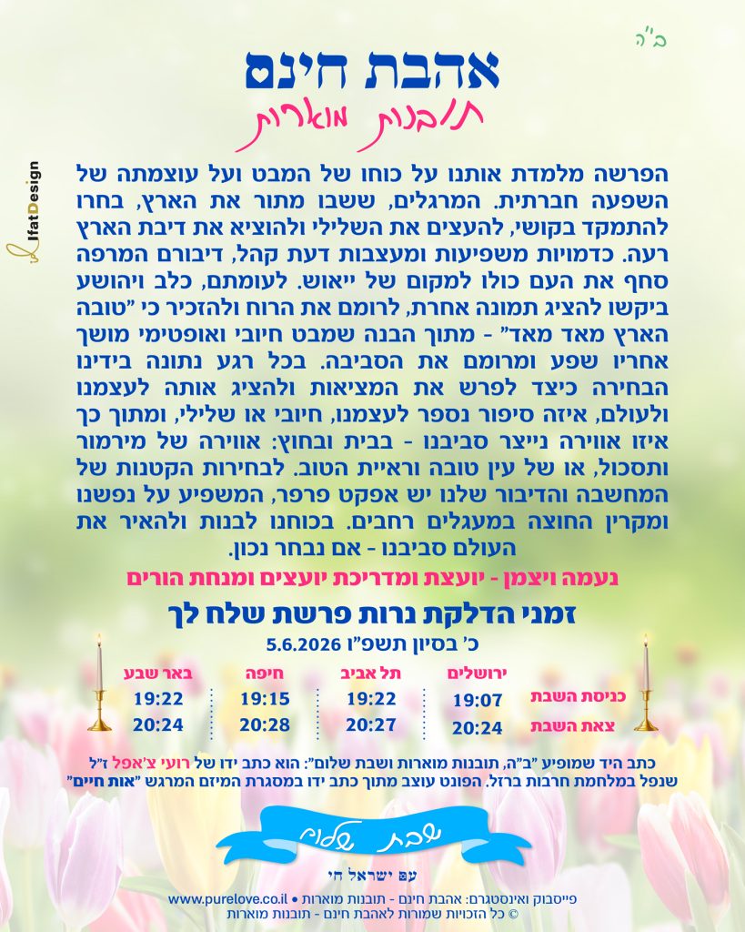 תובנה מוארת פרשת שלח-לך