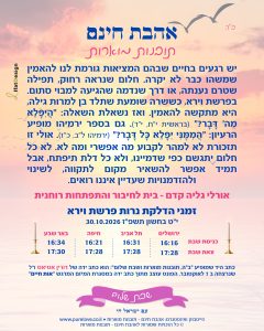 תובנה מוארת לפרשת וירא עם זמני הדלקת נרות מתוך אהבת חינם – תובנות מוארות